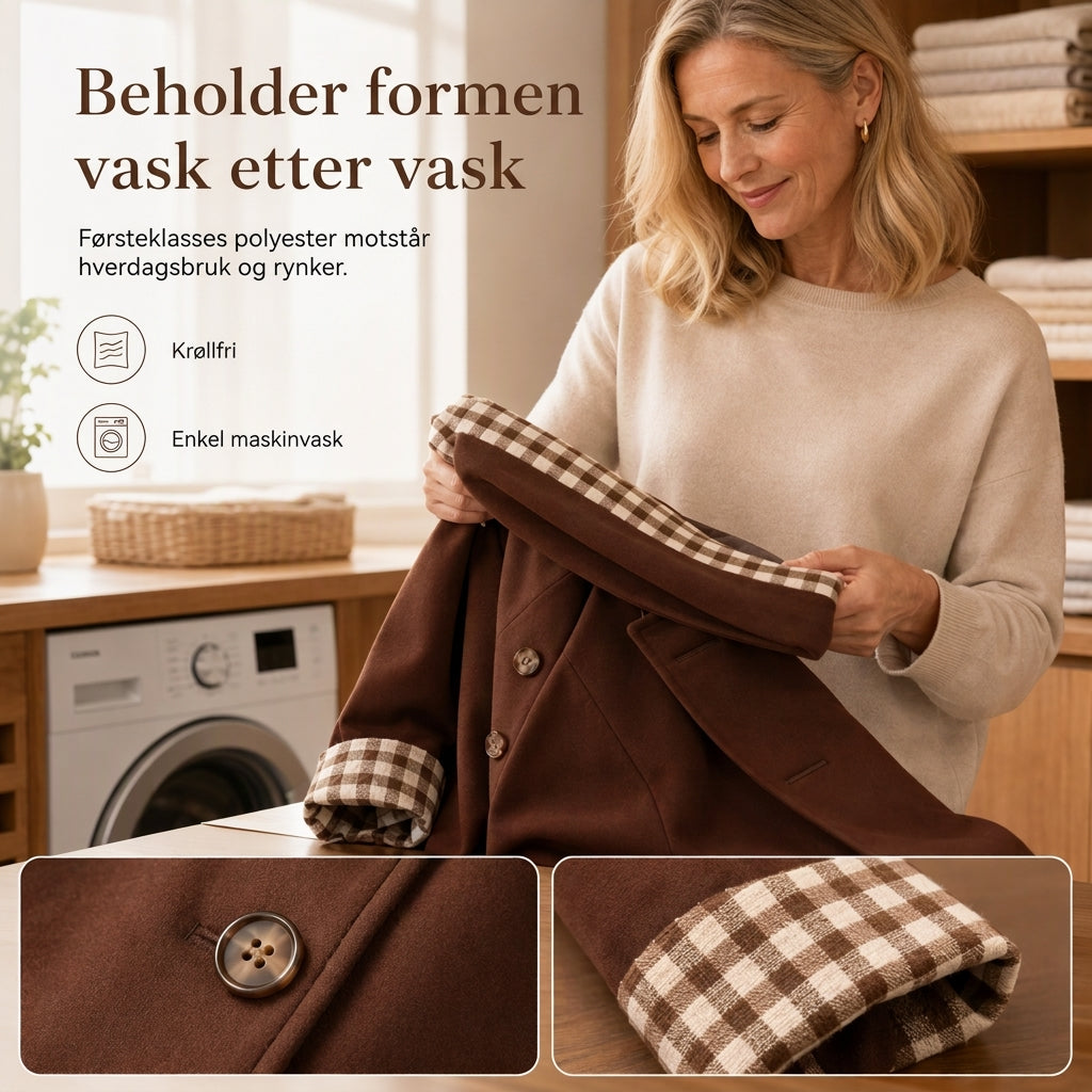 🔥50 % rabatt🍂🧥 Elegant og varm damefrakk for høst og vinter | Enkeltradet kåpe med lange ermer-6