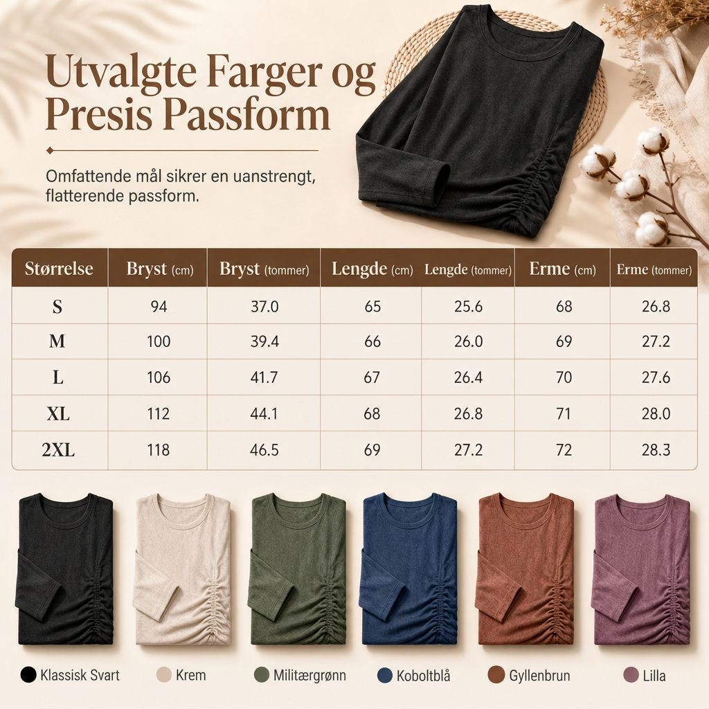 🔥50 % rabatt✨👚 Avslappet oversized-genser for kvinner | Rund hals, lange ermer og trendy rynkedetaljer-7