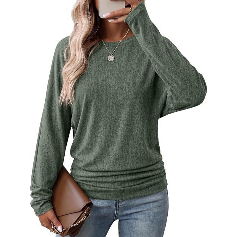 🔥50 % rabatt✨👚 Avslappet oversized-genser for kvinner | Rund hals, lange ermer og trendy rynkedetaljer-10