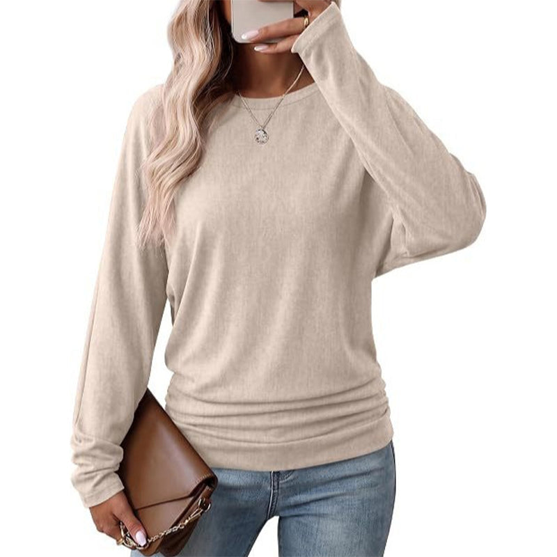 🔥50 % rabatt✨👚 Avslappet oversized-genser for kvinner | Rund hals, lange ermer og trendy rynkedetaljer-11