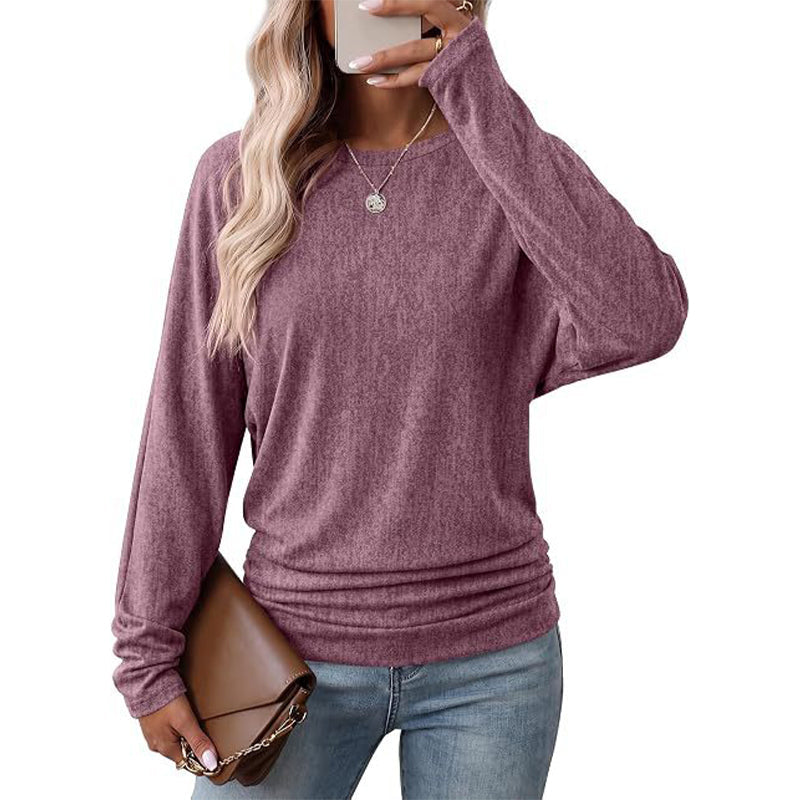 🔥50 % rabatt✨👚 Avslappet oversized-genser for kvinner | Rund hals, lange ermer og trendy rynkedetaljer-13