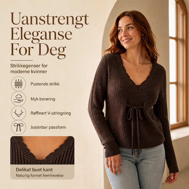 🔥50 % rabatt✨🧶 Sexy strikkegenser med V-utringning og snøring for kvinner | Myk strikk, feminin passform og justerbar snøring