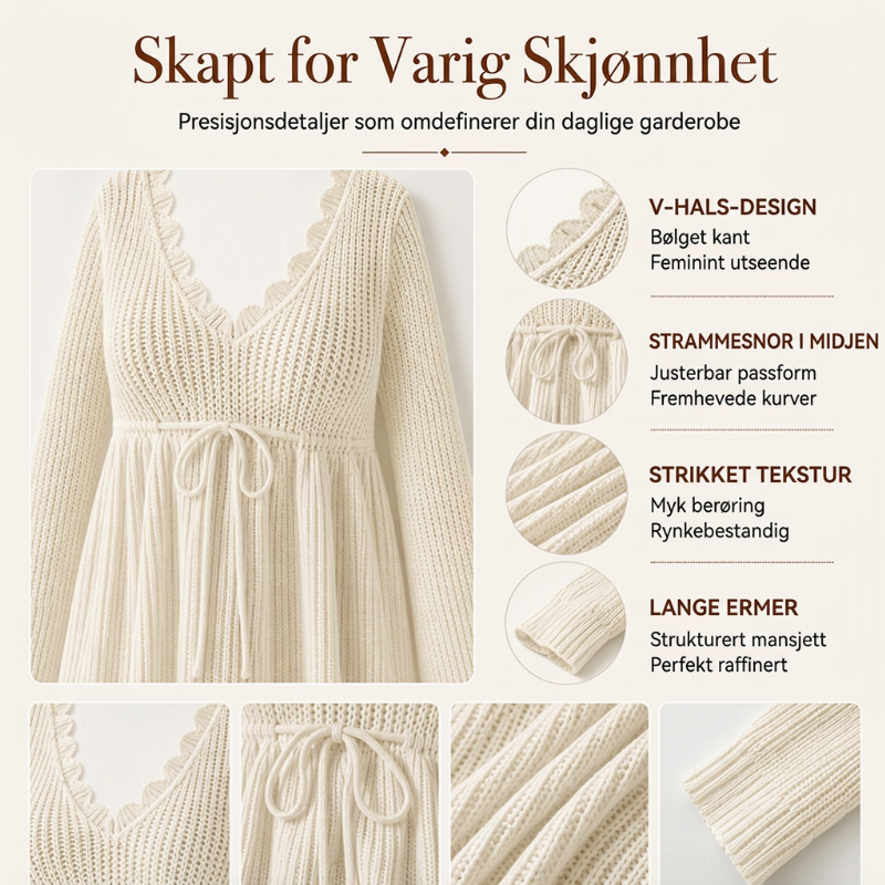 🔥50 % rabatt✨🧶 Sexy strikkegenser med V-utringning og snøring for kvinner | Myk strikk, feminin passform og justerbar snøring-1