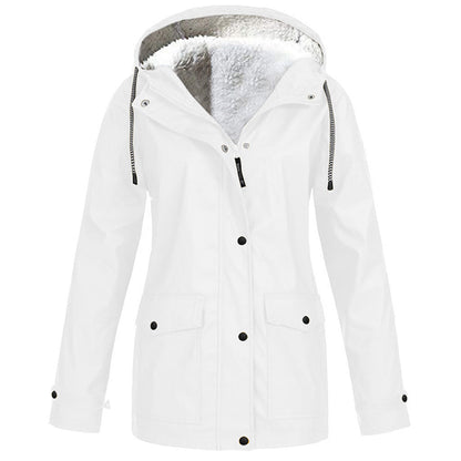 🔥50 % rabatt✨🧥 Damejakke med plysjfôr og hette | Vindavvisende, myk og varm til høsten