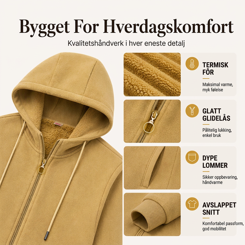 Dame varm hettejakke med glidelås-1