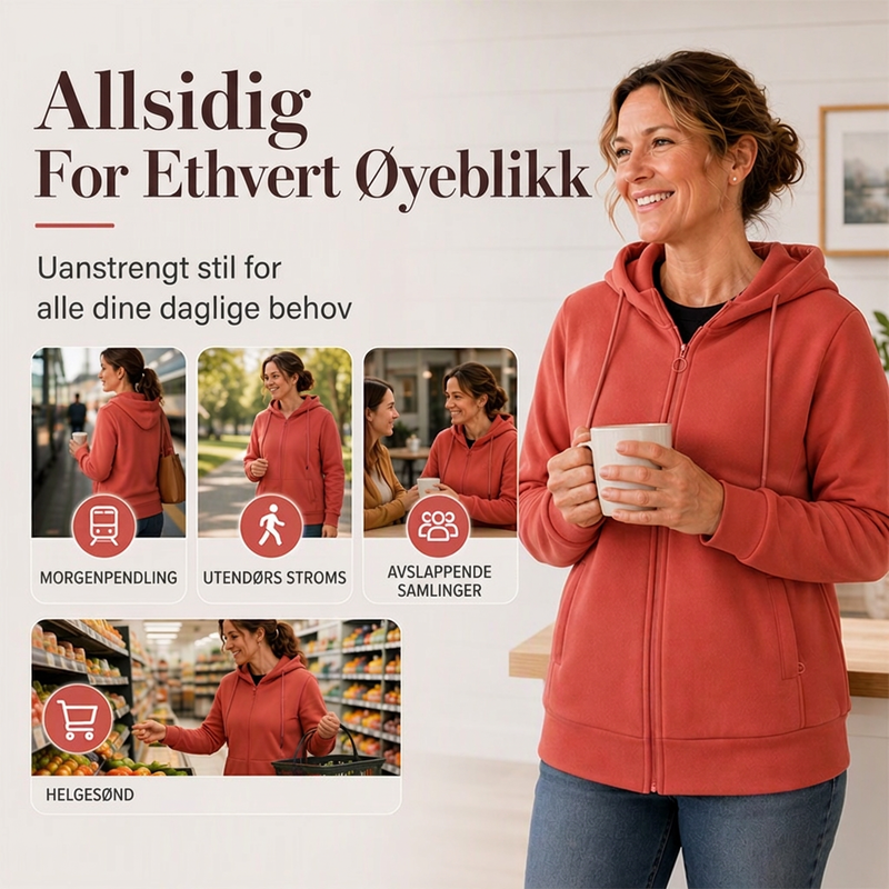Dame varm hettejakke med glidelås-4