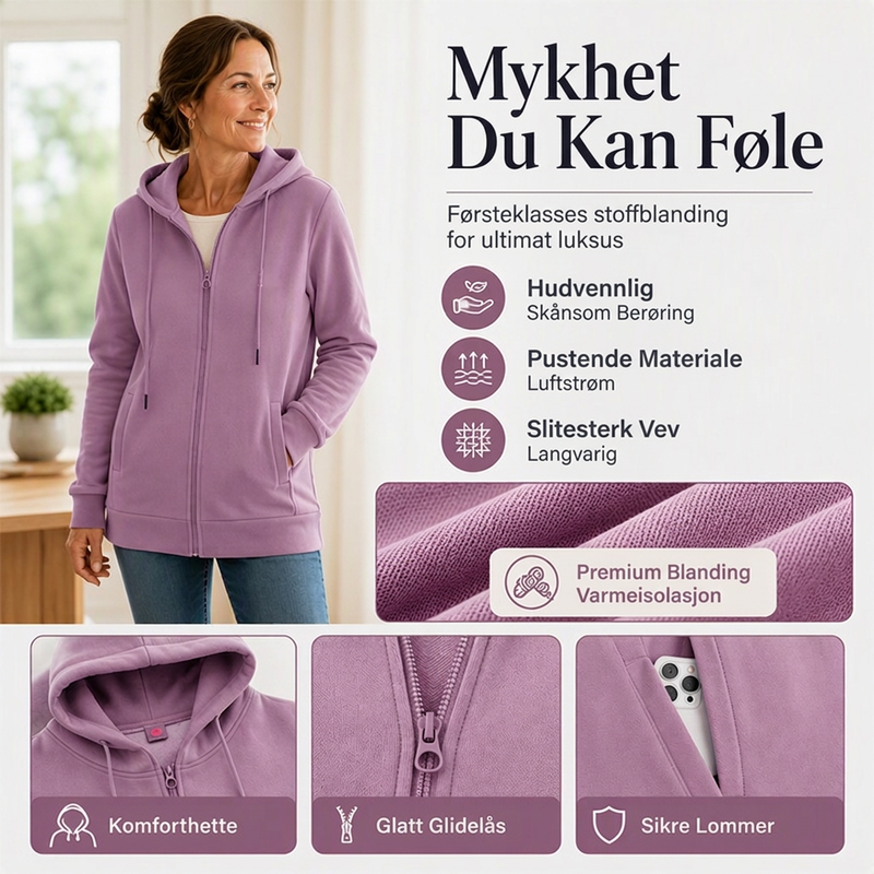 Dame varm hettejakke med glidelås-3