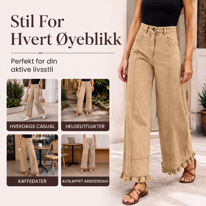 🔥49 % rabatt✨👖 Ballonbukser for damer med volangkant | Myk komfort og avslappet passform til høsten-4