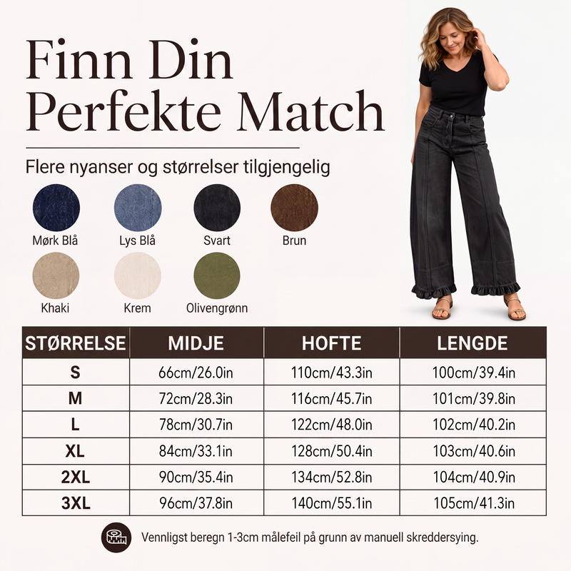 🔥49 % rabatt✨👖 Ballonbukser for damer med volangkant | Myk komfort og avslappet passform til høsten-5