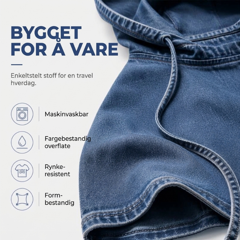 Avslappet, løstsittende denim-hettegenser for kvinner-6