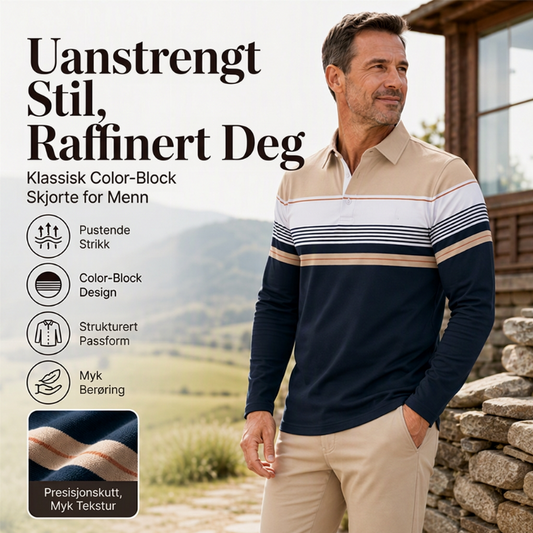 Klassisk fargeblokkert stripet topp for menn