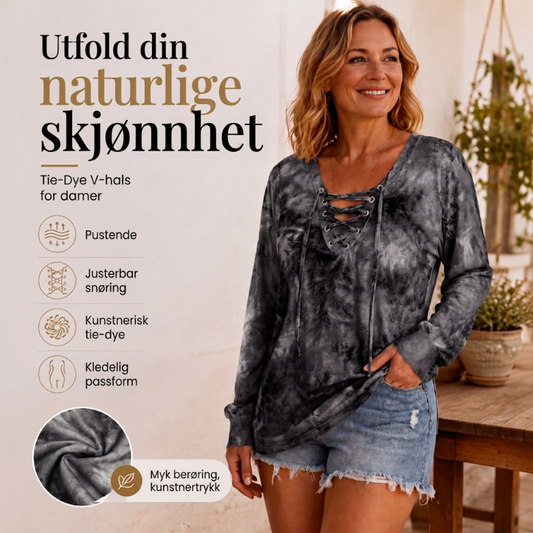 📢📢 50 % rabatt!!! 🎉✨ Kvinneoverdel med batikkmønster og snøring i V-utskjæringen