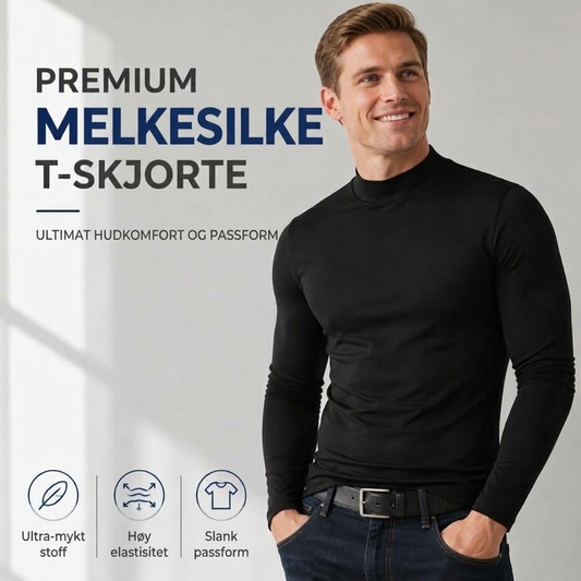 Menns tettsittende genser med falsk turtleneck – Slim fit og stilren komfort ✨🖤