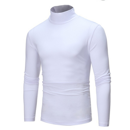 Menns tettsittende genser med falsk turtleneck – Slim fit og stilren komfort ✨🖤