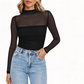 Dame vintage blonsetopp med mock neck og mesh – Romantisk og feminin ✨🌸
