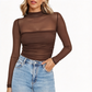 Dame vintage blonsetopp med mock neck og mesh – Romantisk og feminin ✨🌸