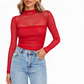 Dame vintage blonsetopp med mock neck og mesh – Romantisk og feminin ✨🌸