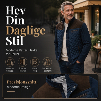 Casual herrejakke med ståkrage og quiltet design – Varm og stilren ✨🔥