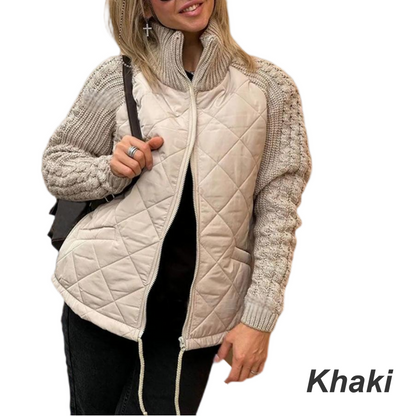 🔥Siste dag: 50 % rabatt! ⏰🧥Strikket dunjakke med patchwork-detaljer for damer 🎁