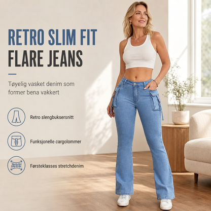 📢🎉50 % rabatt!!!🛍️✨Svært elastiske, figursydde cargo-jeans med plisserte ben for damer og lommer med klaffer