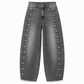 Dames retro jeans med høy midje og buede ben