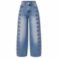Dames retro jeans med høy midje og buede ben