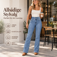 Elastiske flare-jeans med høy midje for kvinner