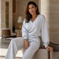 Women's off-shoulder sweatshirt & pants set – Mykt og avslappet antrekk ✨👚👖