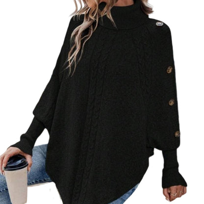 Elegant damegenser med høy hals og asymmetrisk kant