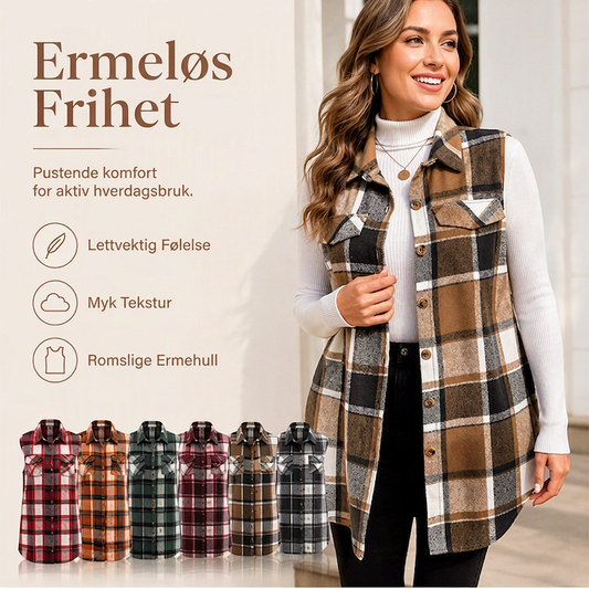 Rutete skjorte for kvinner – Knappelukking, lommer og tidløs stil ✨👚🖤