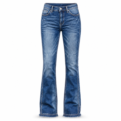 Damejeans med høy midje – Retro utførelse og utslåtte ben ✨👖🌸