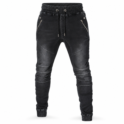 Uformelle vaskede denim joggebukser for menn – Med mansjettkant ✨👖🧺
