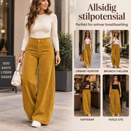 Avslappede cordfløyelsbukser med vidt bein for kvinner – Myk, stilfull og komfortabel ✨👖🍂
