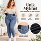 Damejeans med strikk og høyt liv – Komfortabel og stilfull passform ✨👖💫