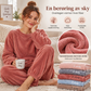 Koselig pyjamasset i korallfløyel for kvinner – Varmt og mykt til kalde netter ✨🌙🧸